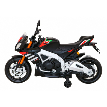 Aprilia Tuono V4 Motor na akumulator dla dzieci Czarny + Panel MP3 + Kółka pomocnicze + Wolny Start
